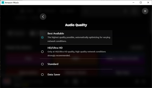 amazon music hd setting