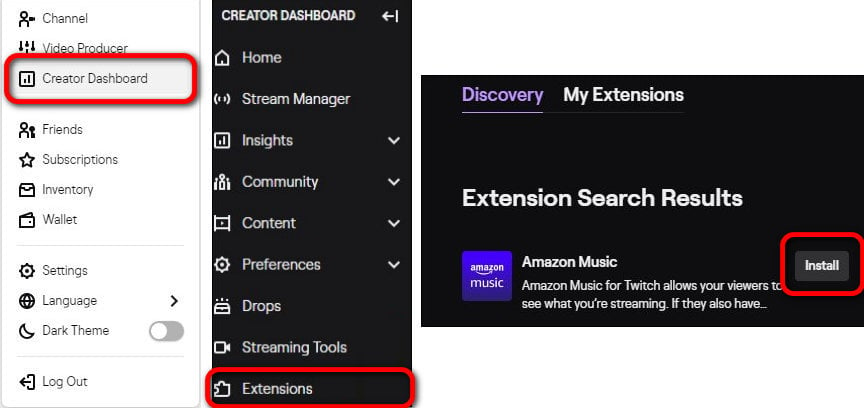 add amazon music to twitch