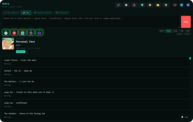 Antra Amazon Music downloader interface