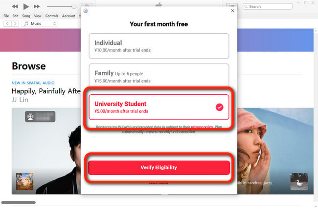 apple music student free trial