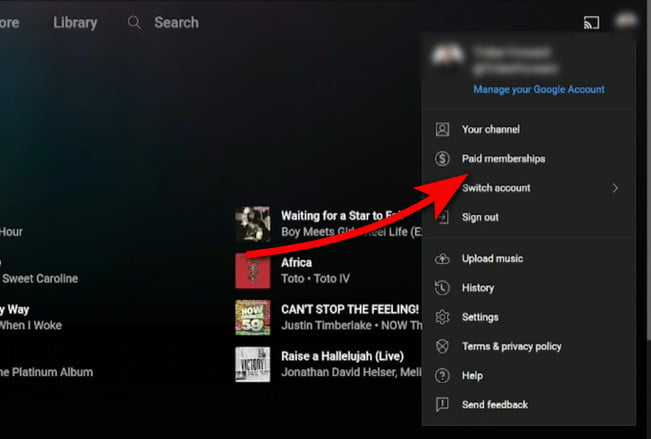 cancel youtube music premium on web