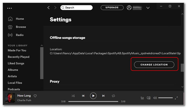 change spotify downloads location