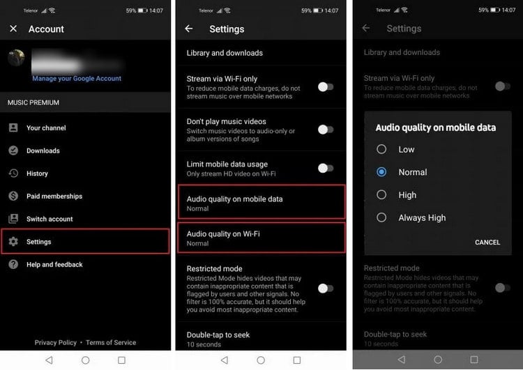  Change YouTube Music Quality Settings