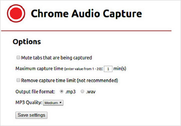 choose wav format on chrome extention