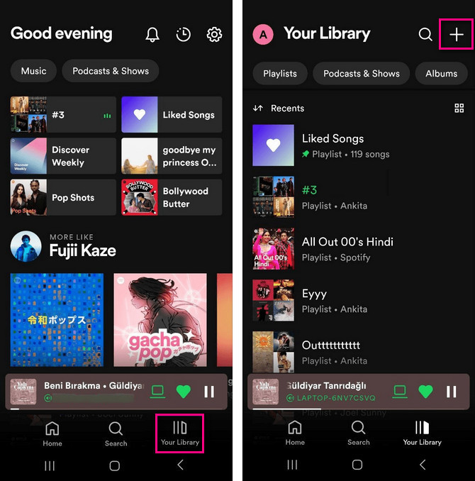 create a spotify playlist on mobile app