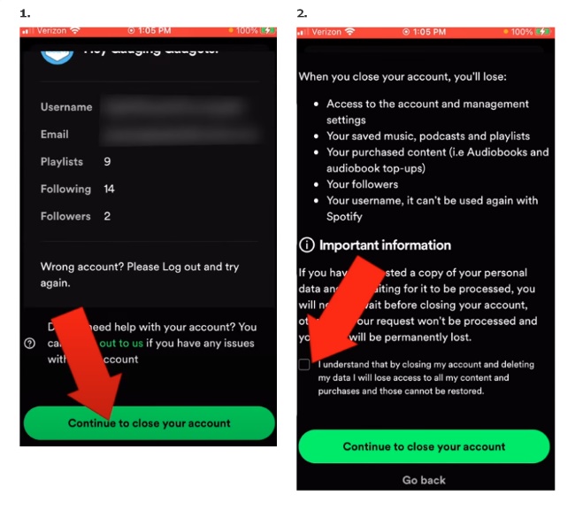 request Spotify account deletion