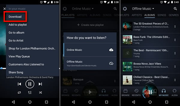 download amazon music album on phone