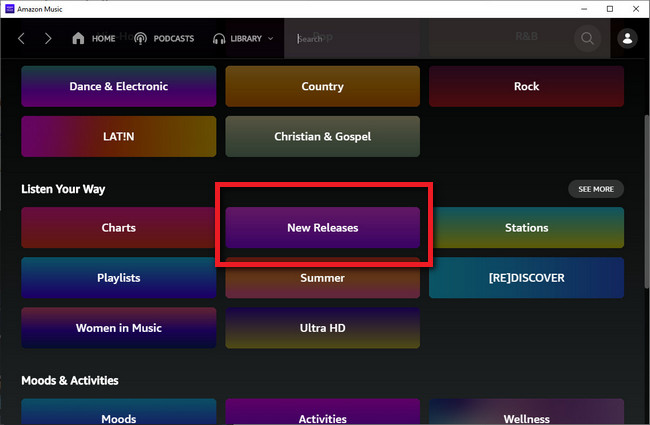 find new released albums on Amazon Music=