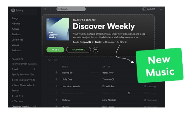 find new songs on Spotify