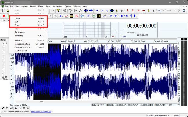 Editing Audio with Wavosaur