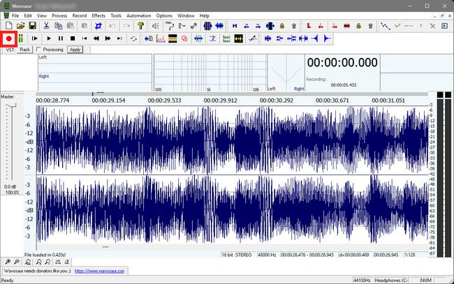 Recording Audio with Wavosaur