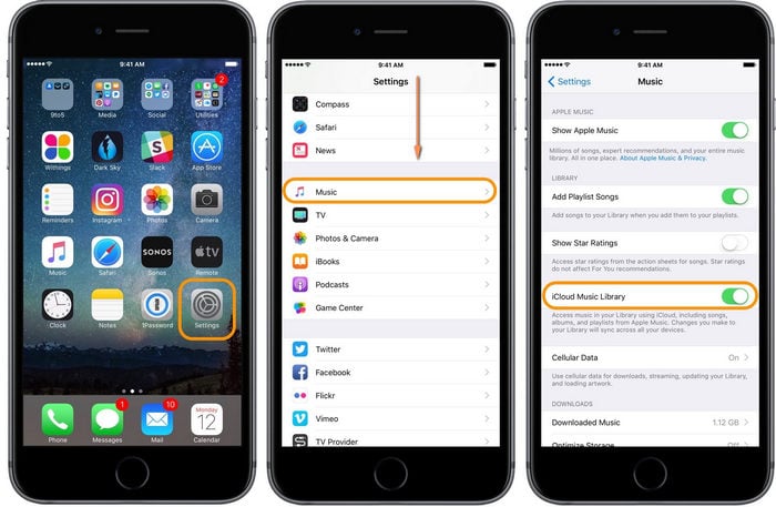 Turn off iCloud Music Library on iPhone
