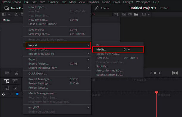 import music to DaVinci Resolve