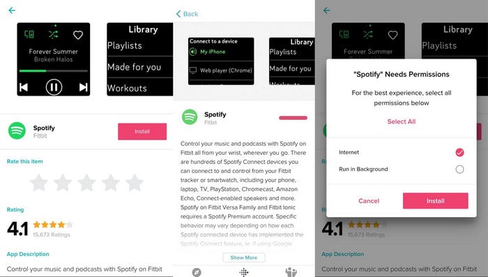 install spotify on fitbit