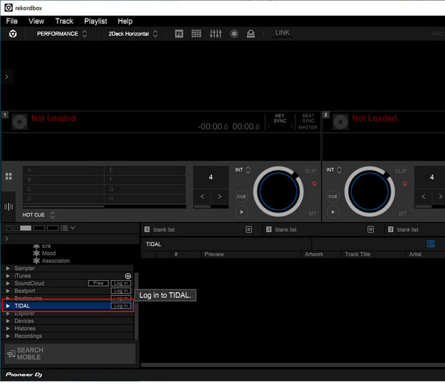log in tidal on rekordbox