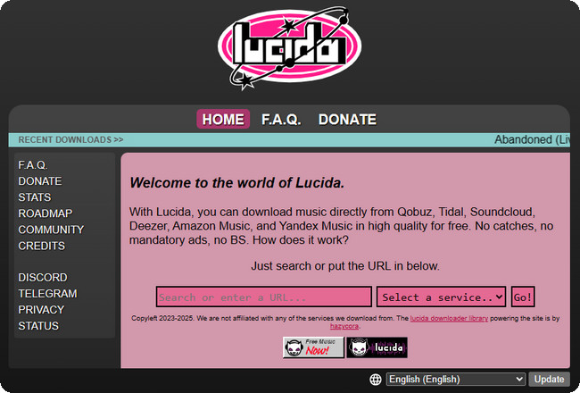 Lucida Qobuz downloader interface