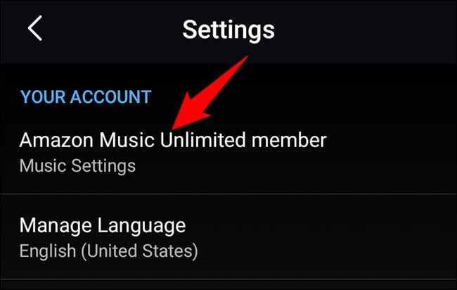 amazon music app setting