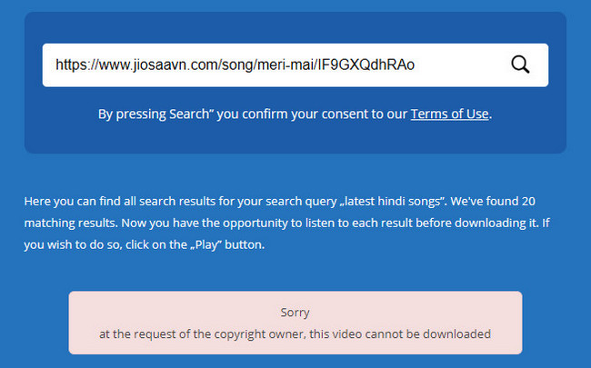 MP3Juices song download unavailable due to copyright