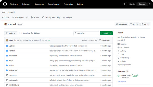 MusicDL open-source Audius music downloader on GitHub