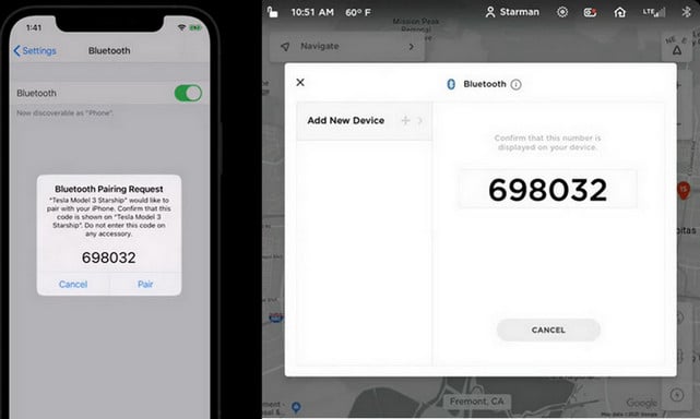 pair phone to tesla