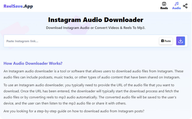 Reelsave Online Instagram Audio Downloader