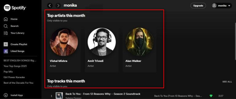 Select Profile on Spotify