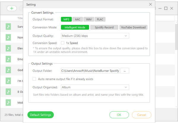 choose output format