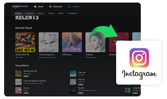 add amazon music to Instagram