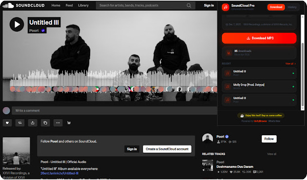 soundcloud enhanced pro extension interface