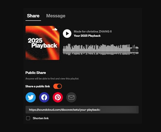 Share SoundCloud Playback Playlist