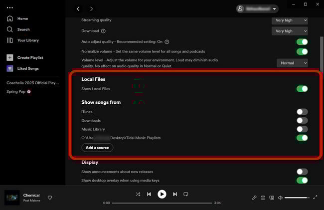 spotify local file tidal playlist
