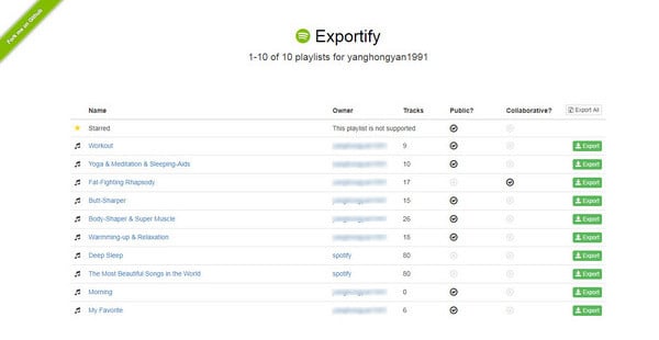 export spotify playlist to excel
