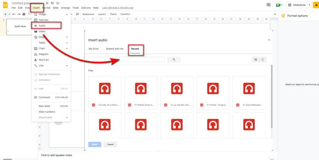 add spotify music to google slides