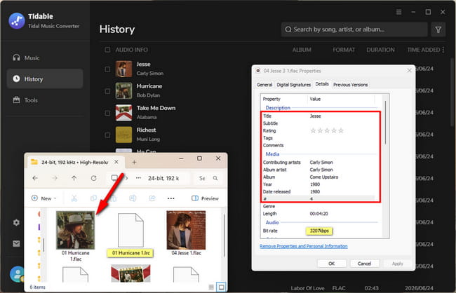 tidabie audio quality and id3 tags