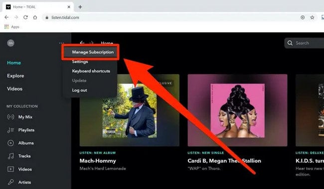 manage tidal subscription