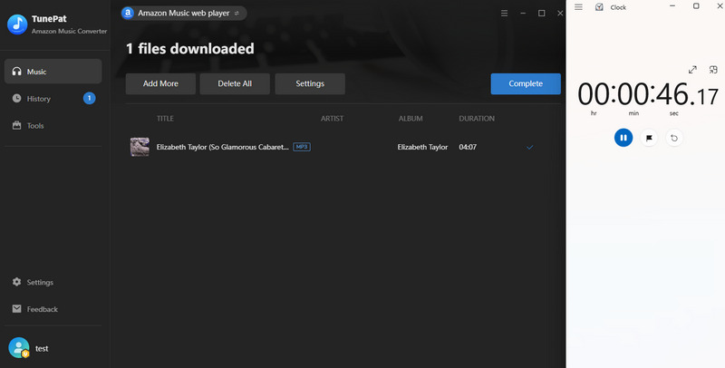 TunePat Amazon Music Converter single-track conversion test