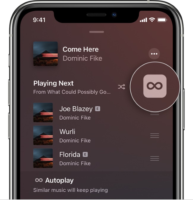 turn off apple music autoplay on iphone