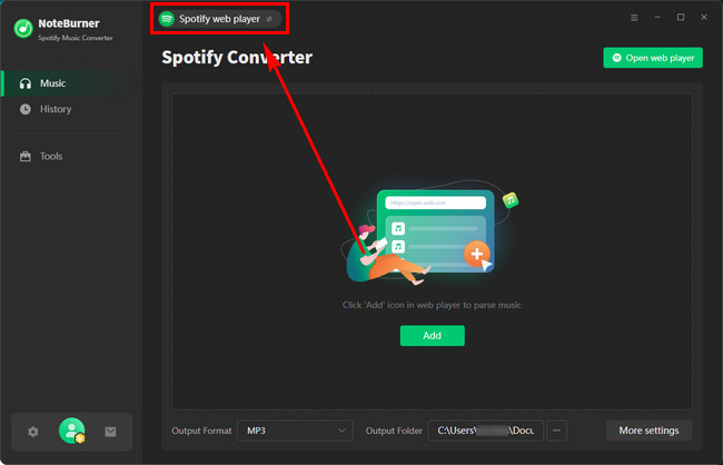 NoteBurner Spotify Web Player