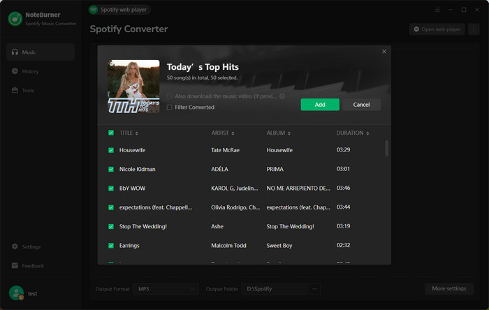 add spotify tracks