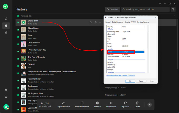 Test NoteBurner Spotify Downloader to MP3 320kbps