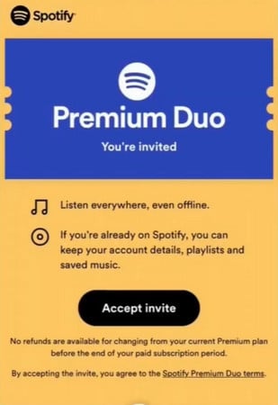 accept spotify duo invite