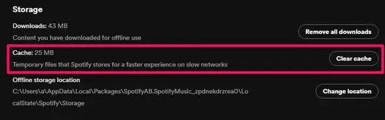 clear spotify cache