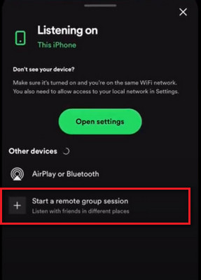 spotify group session start