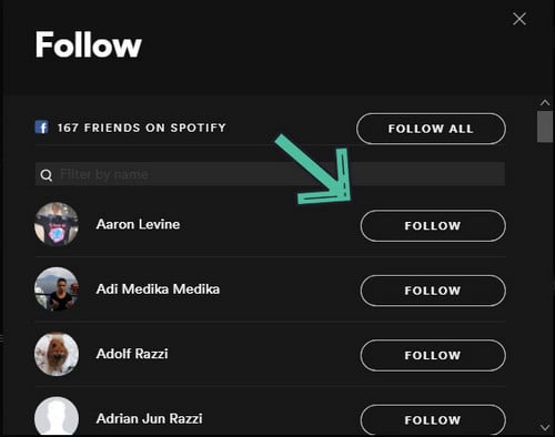 follow friends on spotify