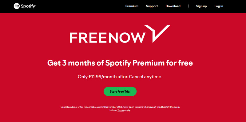 spotify premium free trial 3 months on freenow