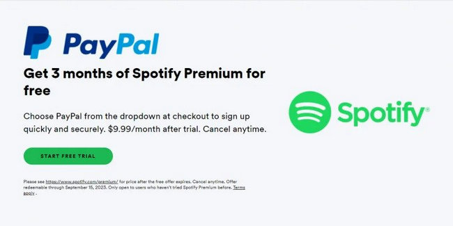 spotify premium free trial 3 months on paypal