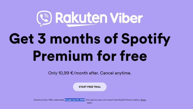 spotify premium free trial 3 months on Viber