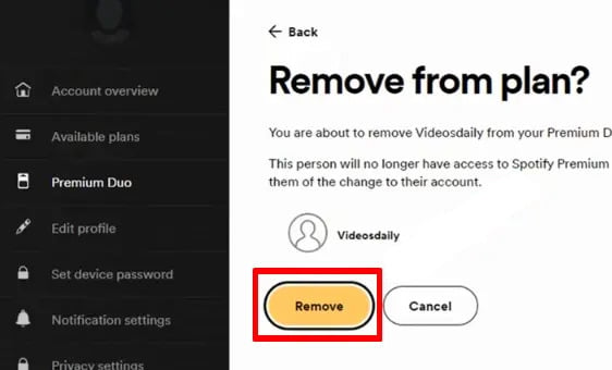Remove Someone from Spotify Duo