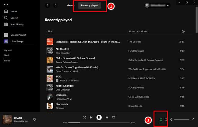 spotify listen history on computer