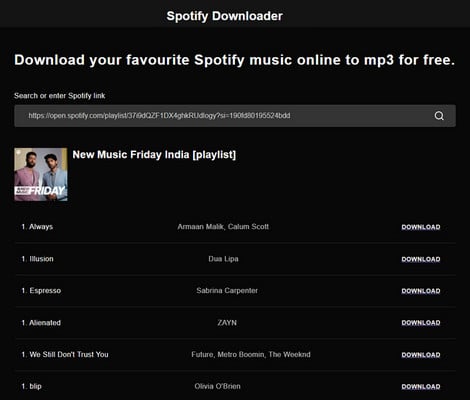 spotifyplaylistdownloader.com - Spotify to MP3 Free